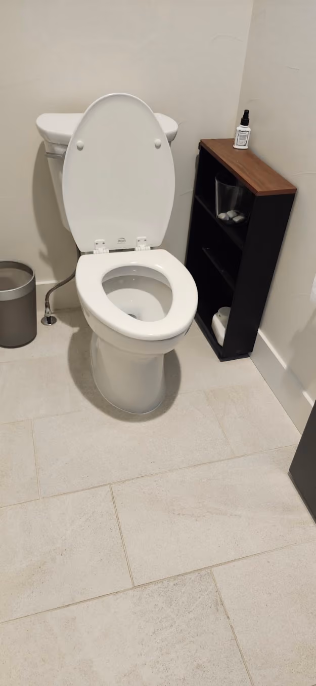 A toilet in a modern bathroom