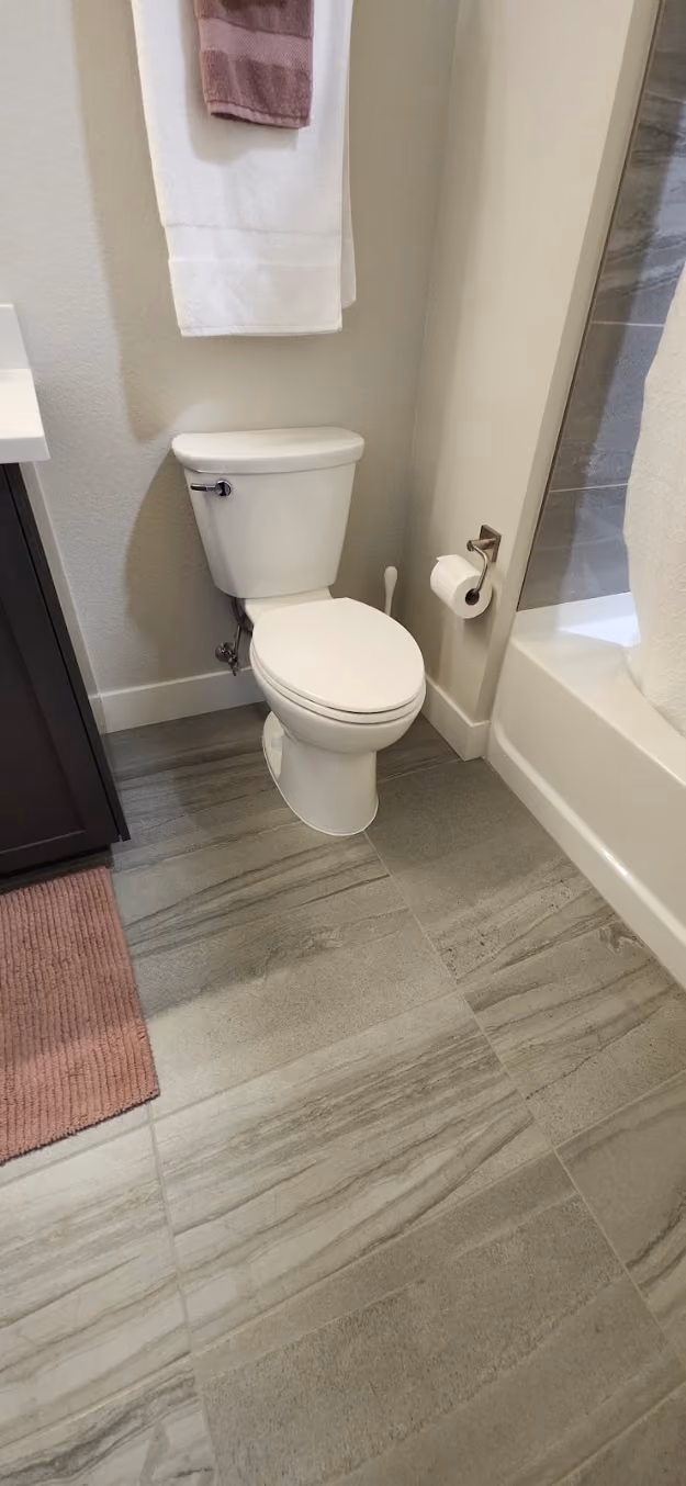 A toilet beside a bathtub