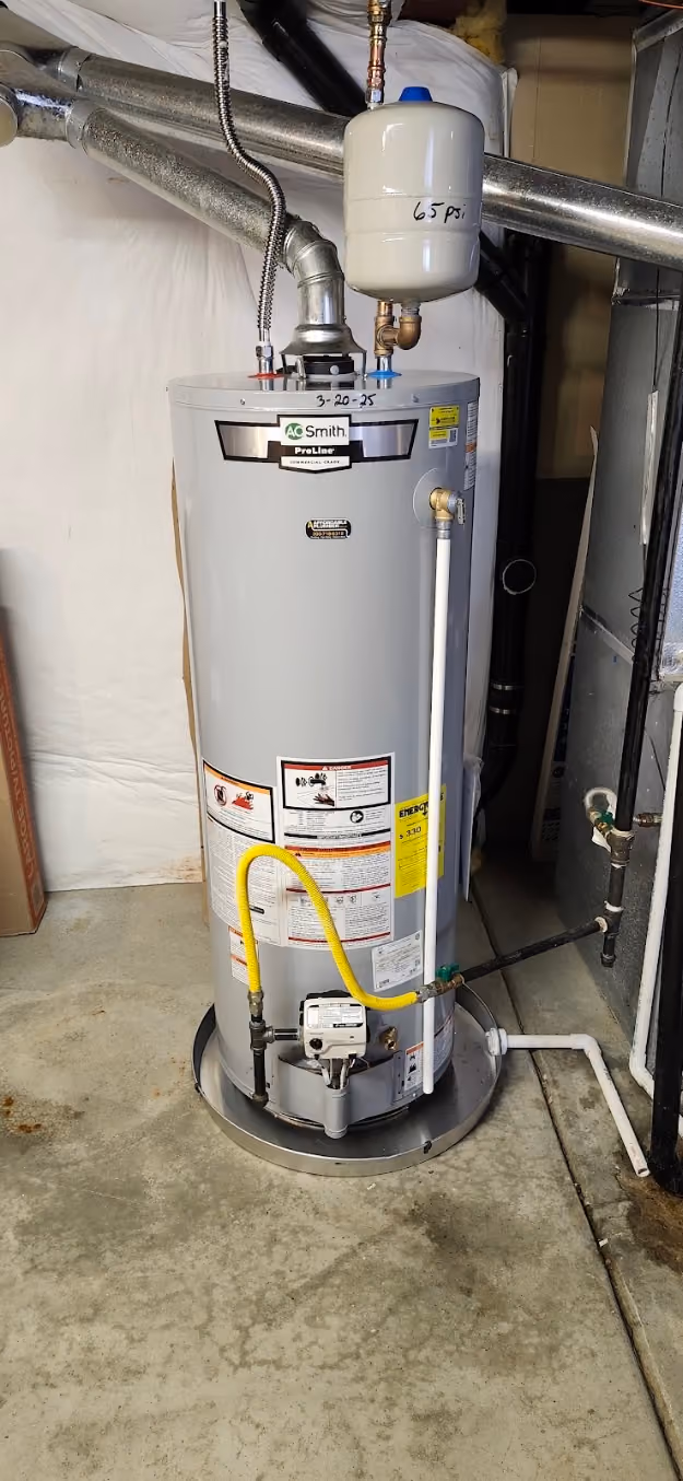 A new gas water heater with flexible gas and water connections